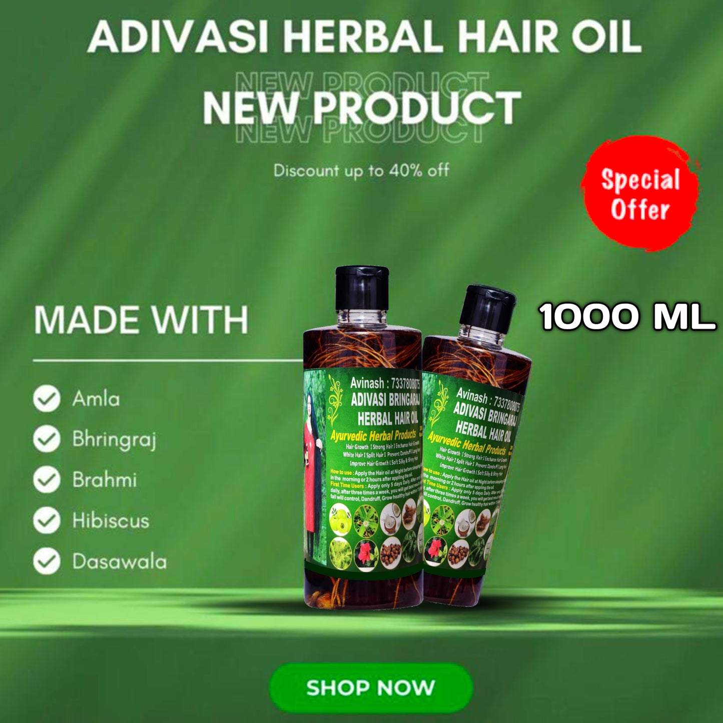 ✅ Karnataka Hakki Pikki  Adivasi Hair  Oil ✅